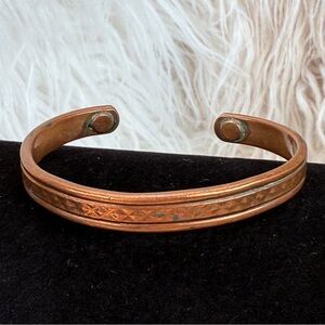 Beautiful copper, magnet cure bohemian costume, thin cuff bracelet